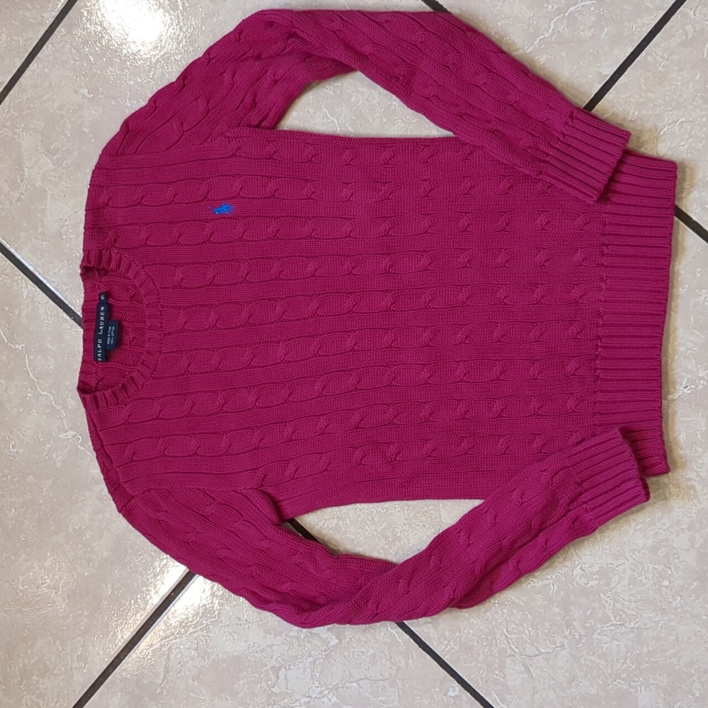 Ralph Lauren Pink Cable Knit Cotton Sweater